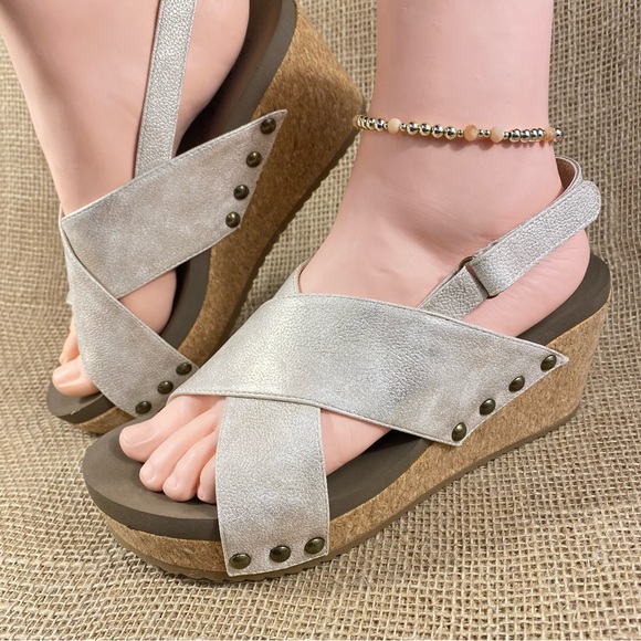 Corkys Shoes Corkys Platform Sandals Wedges Sling Back Studded